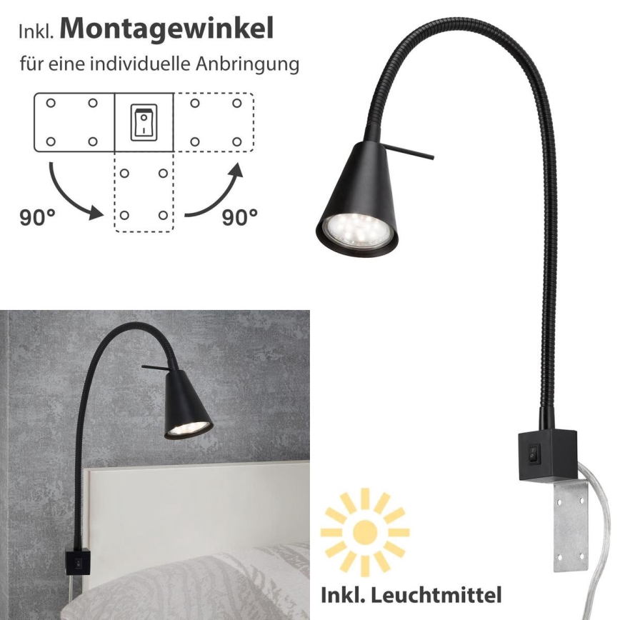 Briloner 2080-015 - LED regulowany kinkiet COMFORT LIGHT 1xGU10/5W/230V czarny