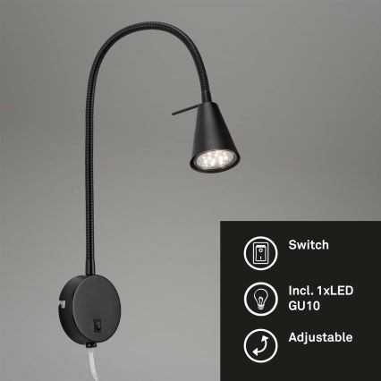 Briloner 2082-015 - LED Kinkiet COMFORT LIGHT 1xGU10/5W/230V czarne