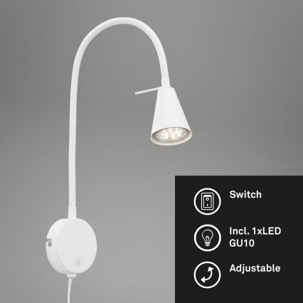 Briloner 2082-016 - Regulowany kinkiet LED COMFORT LIGHT 1xGU10/5W/230V biały
