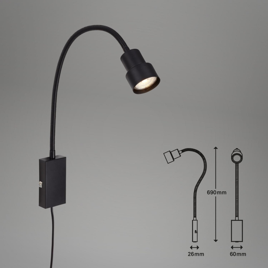 Briloner 2085-015 - LED Kinkiet dotykowy TUSI 1xGU10/5W/230V czarny