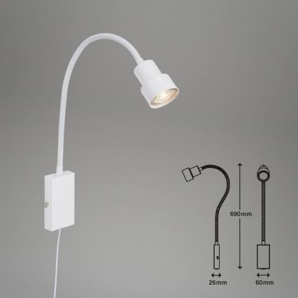 Briloner 2085-016 - LED Kinkiet dotykowy TUSI 1xGU10/5W/230V biały