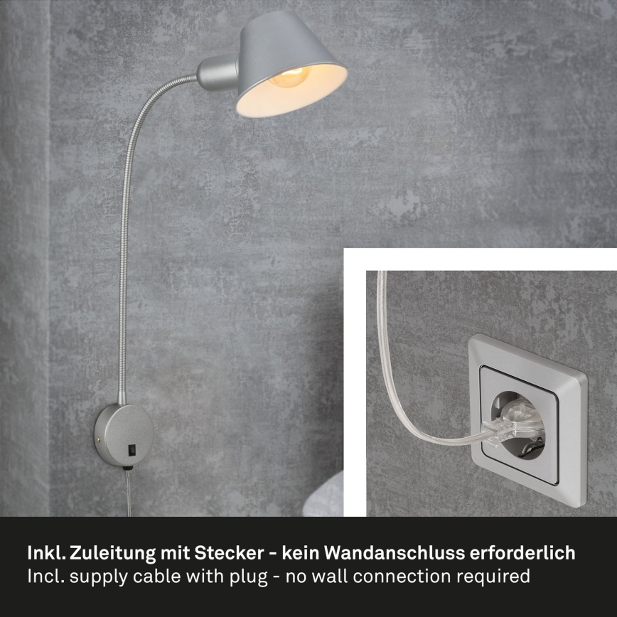 Briloner 2089-014 - Kinkiet 1xE27/10W/230V matowy chrom