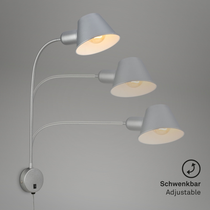 Briloner 2089-014 - Regulowana lampa ścienna BRELLO 1xE27/10W/230V matowy chrom