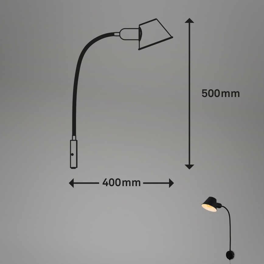 Briloner 2089-015 - Regulowany kinkiet BRELLO 1xE27/10W/230V czarny