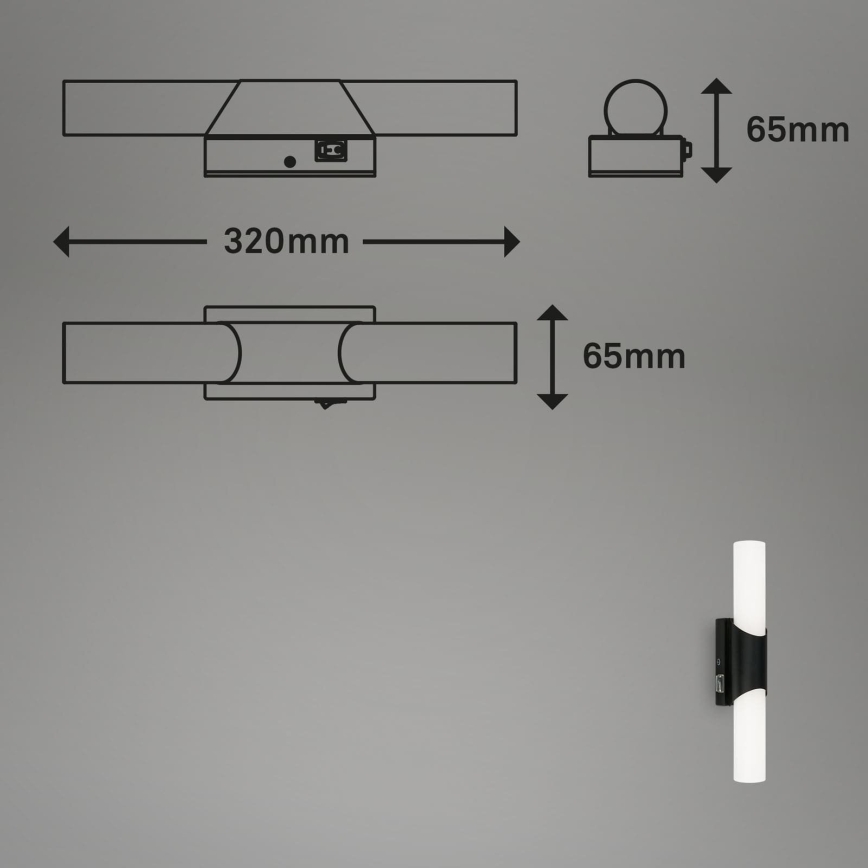 Briloner 2111-015 - Oświetlenie LED do lustra łazienkowego LED/6,5W/230V 32 cm czarne
