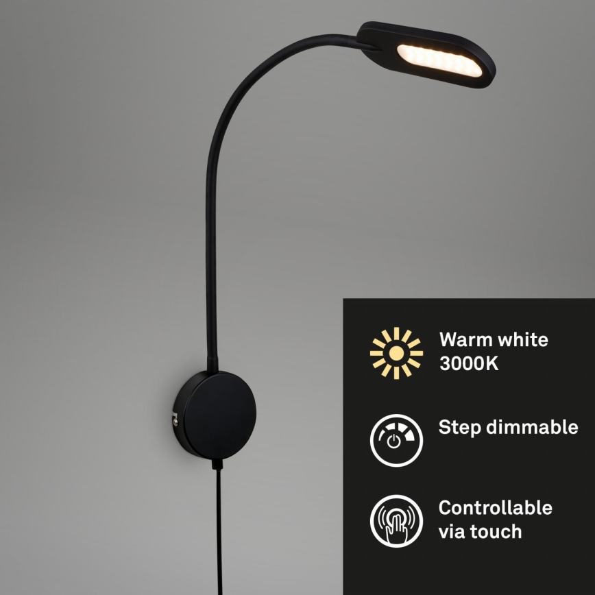 Briloner 2177015 - LED Ściemnialna giętka naścienna lampa LED/6W/230V czarny