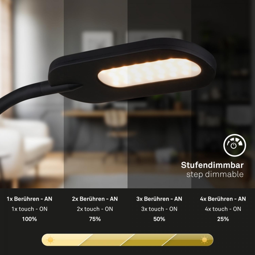 Briloner 2177015 - LED Ściemnialna giętka naścienna lampa LED/6W/230V czarny
