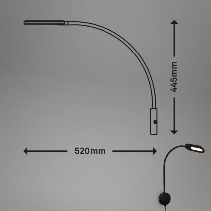Briloner 2177015 - LED Ściemnialna giętka naścienna lampa LED/6W/230V czarny