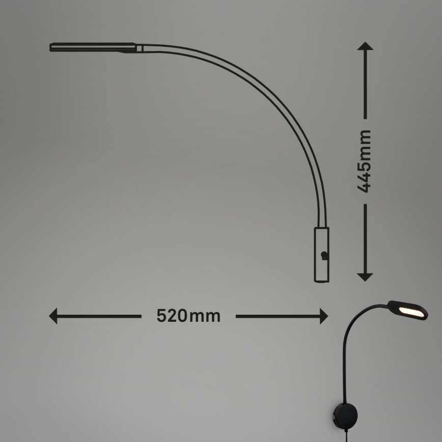 Briloner 2177015 - LED Ściemnialna giętka naścienna lampa LED/6W/230V czarny