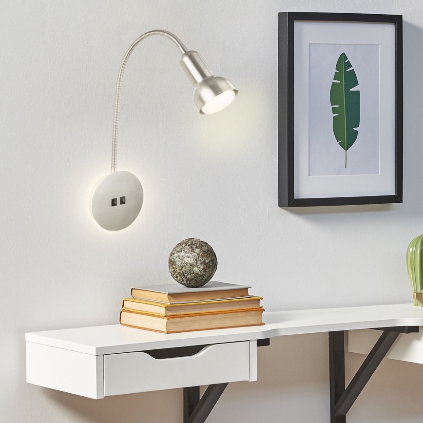 Briloner 2178012 - LED Elastyczna lampa naścienna 1xE14/10W/230V + LED/3W matowy chrom