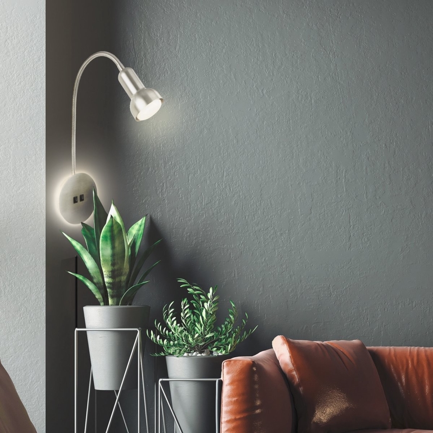 Briloner 2178012 - LED Elastyczna lampa naścienna 1xE14/10W/230V + LED/3W matowy chrom