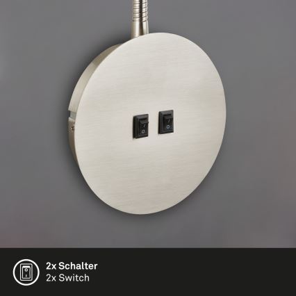 Briloner 2178012 - LED Elastyczna lampa naścienna 1xE14/10W/230V + LED/3W matowy chrom