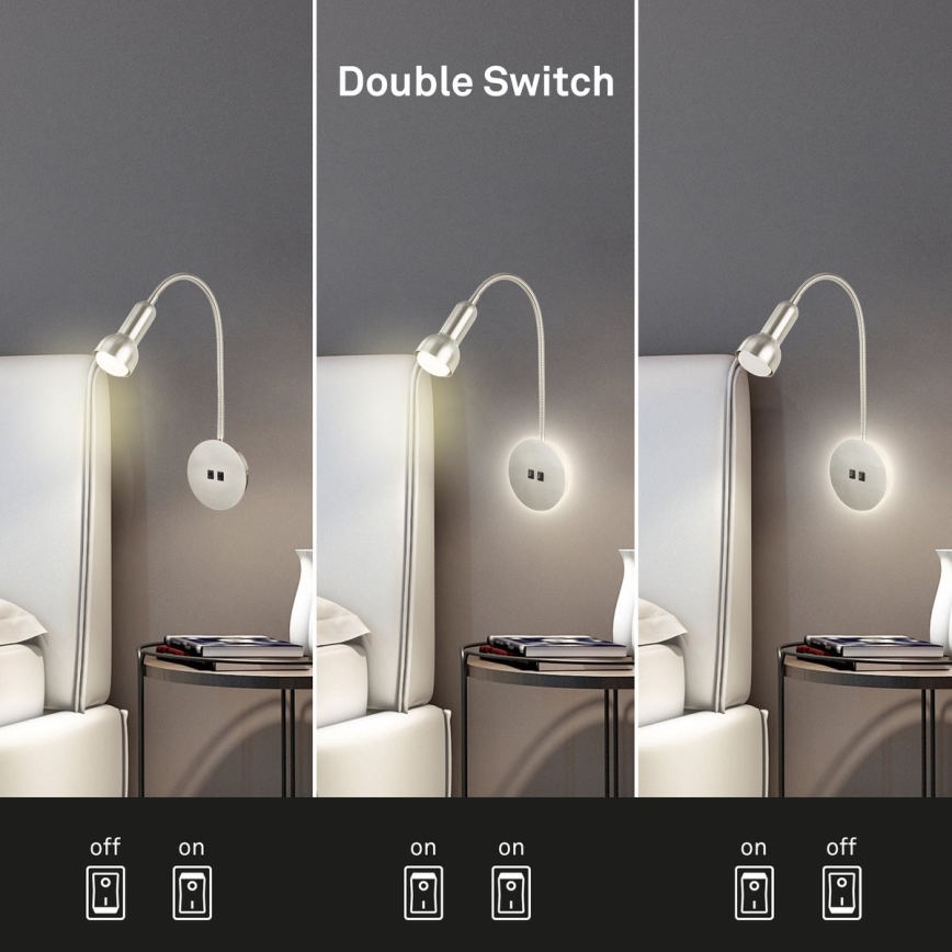 Briloner 2178012 - LED Elastyczna lampa naścienna 1xE14/10W/230V + LED/3W matowy chrom
