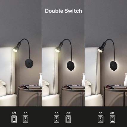 Briloner 2178015 - Elastyczna lampa ścienna LED 1xE14/10W/230V + LED/3W czarna
