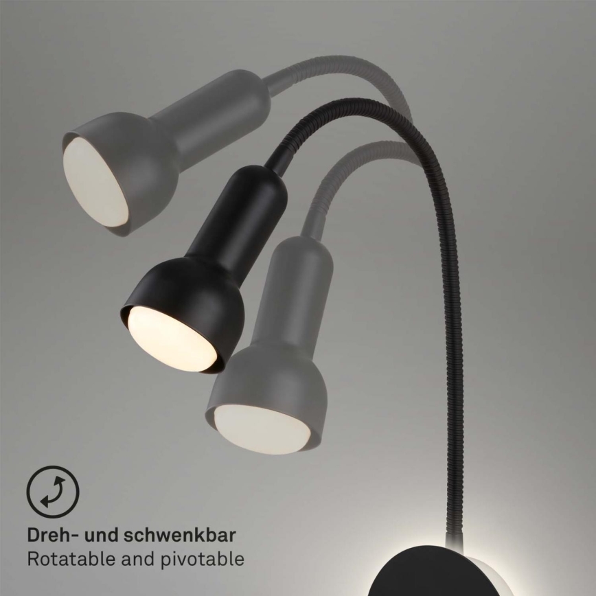 Briloner 2178015 - Elastyczna lampa ścienna LED 1xE14/10W/230V + LED/3W czarna