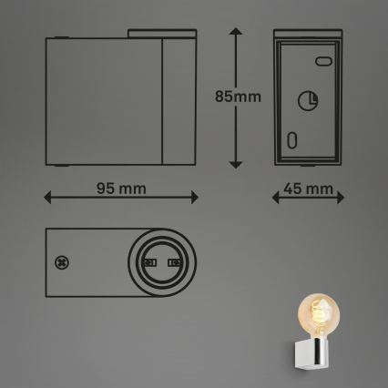 Briloner 2182-018 - Kinkiet łazienkowy DONGA 1xE27/10W/230V IP44 błyszczący chrom