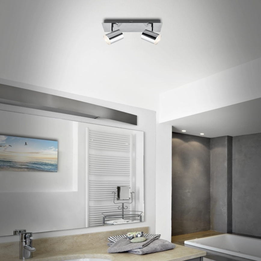 Briloner 2731-028 - Łazienkowa oprawa punktowa BANYO 2xGU10/5W/230V IP44, błyszczący chrom
