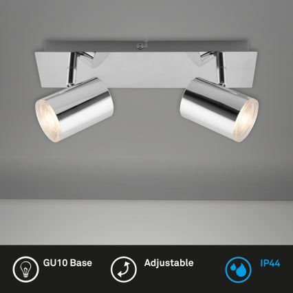 Briloner 2731-028 - Łazienkowa oprawa punktowa BANYO 2xGU10/5W/230V IP44, błyszczący chrom