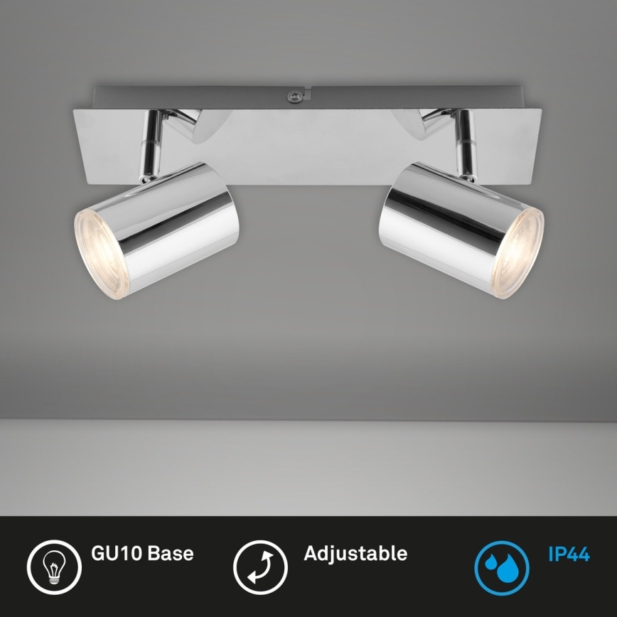 Briloner 2731-028 - Łazienkowa oprawa punktowa BANYO 2xGU10/5W/230V IP44, błyszczący chrom