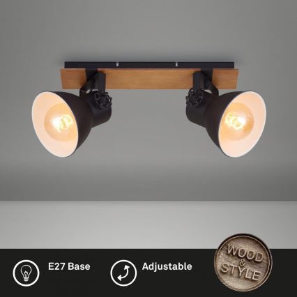 Briloner 2742-025 - Oświetlenie punktowe SPOTLIGHT 2xE27/40W/230V czarne/brązowe