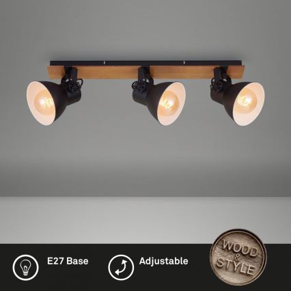 Briloner 2742-035 - Oświetlenie punktowe SPOTLIGHT 3xE27/40W/230V czarne/brązowe