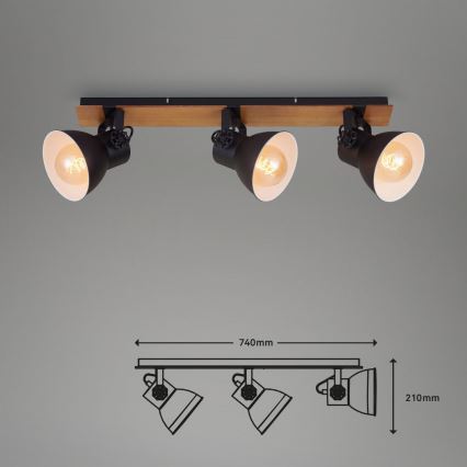 Briloner 2742-035 - Oświetlenie punktowe SPOTLIGHT 3xE27/40W/230V czarne/brązowe