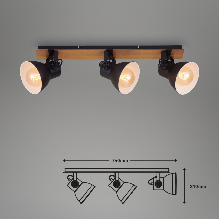 Briloner 2742-035 - Oświetlenie punktowe SPOTLIGHT 3xE27/40W/230V czarne/brązowe