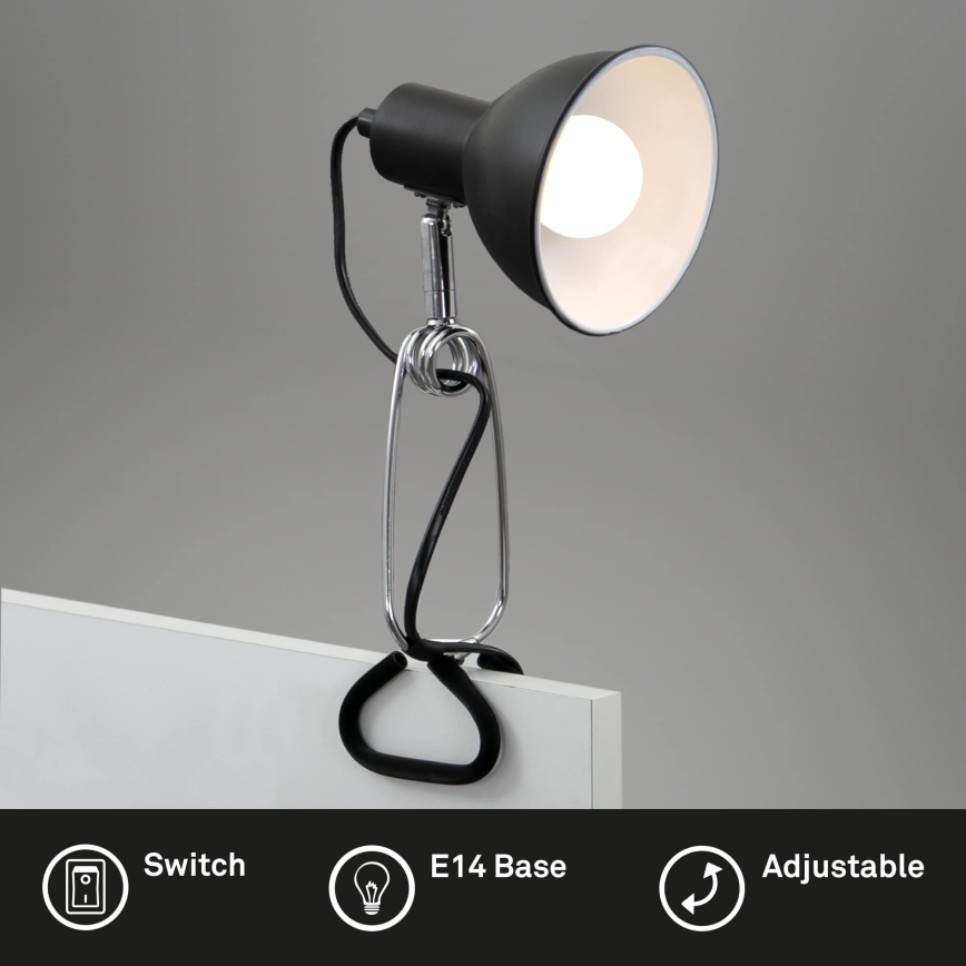 Briloner 2790-015 - Lampa z klipsem FIX 1xE14/8W/230V czarny/błyszczący chrom