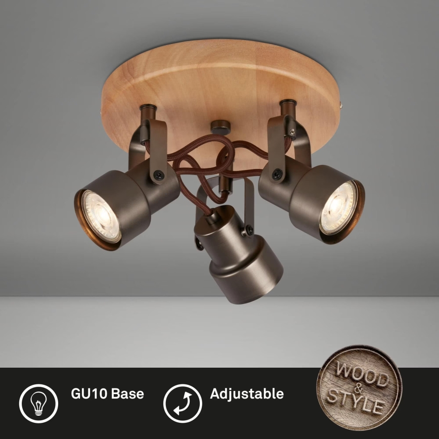 Briloner 2872-035 - LED Oświetlenie punktowe SPOTLIGHT 3xGU10/5W/230V brązowe