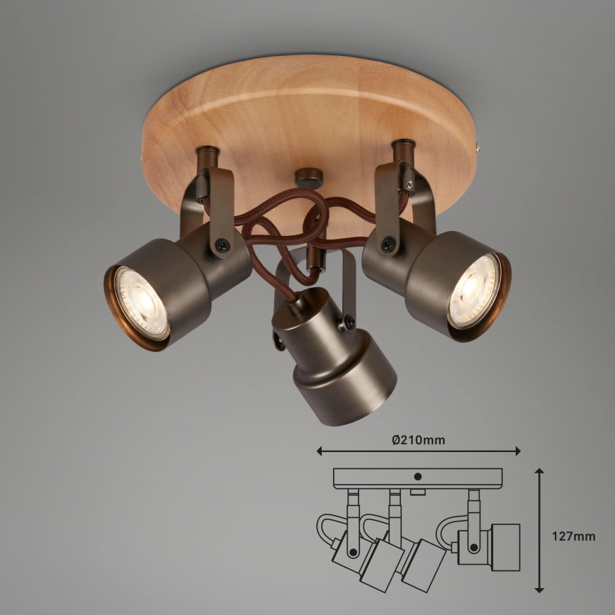 Briloner 2872-035 - LED Oświetlenie punktowe SPOTLIGHT 3xGU10/5W/230V brązowe