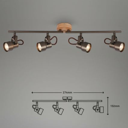 Briloner 2872-045 - LED Oświetlenie punktowe TAHUN 4xGU10/5W/230V 3000K brązowy