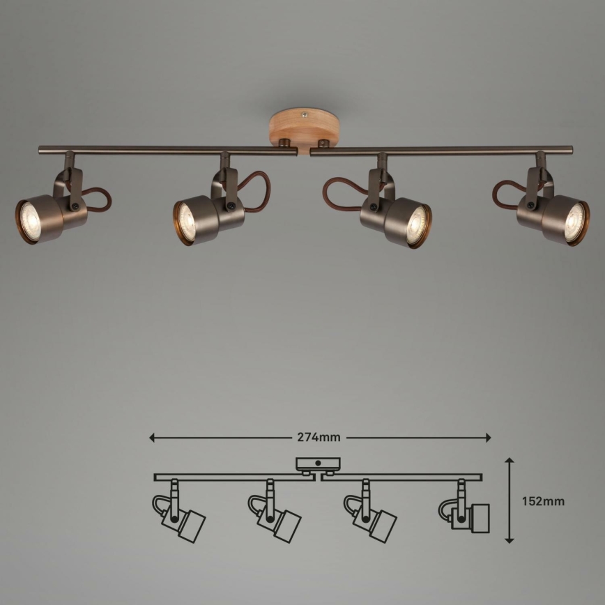Briloner 2872-045 - LED Oświetlenie punktowe TAHUN 4xGU10/5W/230V 3000K brązowy