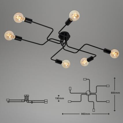 Briloner 2887-065 - Żyrandol natynkowy FARETTO 6xE27/60W/230V