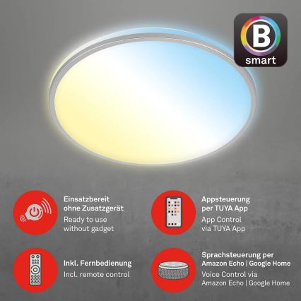 Briloner 3065-014 - LED ściemnialna lampa sufitowa IVY LED/42W/230V Wi-Fi Tuya śr. 49 cm + pilot zdalnego sterowania