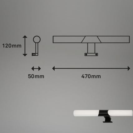 Briloner 3113-115 - LED Łazienkowe oświetlenie lustra LED/12W/230V IP44 47 cm czarne