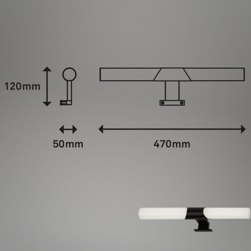 Briloner 3113-115 - LED Łazienkowe oświetlenie lustra LED/12W/230V IP44 47 cm czarne