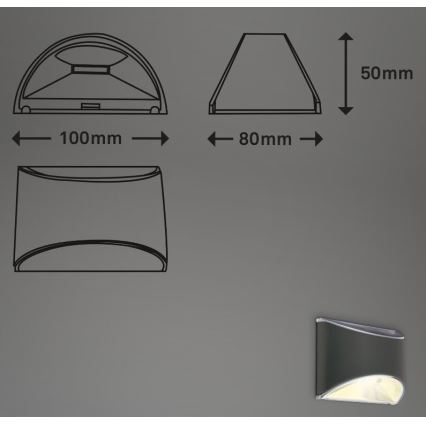 Briloner 3133015 - LED Kinkiet solarny LED/2W/3,7V IP44 3000K