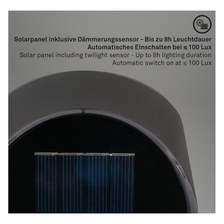 Briloner 3133015 - solarny kinkiet LED LED/2W/3,7V IP44 3000K 300 mAh