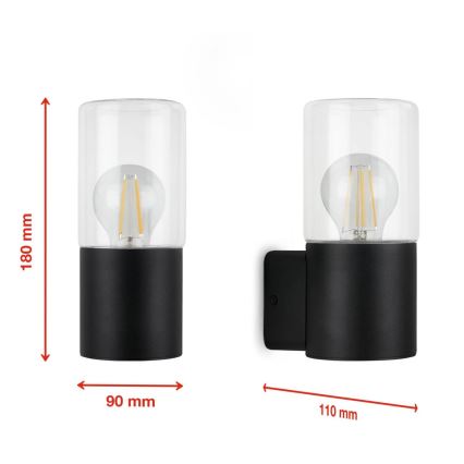 Briloner 320505TF - Kinkiet zewnętrzny 1xE27/12W/230V IP44 czarny