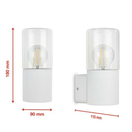 Briloner 320506TF - Kinkiet zewnętrzny 1xE27/12W/230V IP44 biały