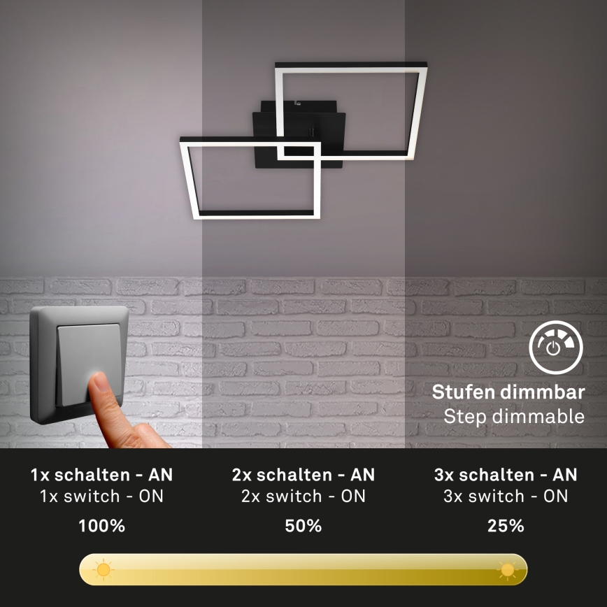 Briloner 3210-015 - LED Plafon ściemnialny FRAME 2xLED/11W/230V czarny