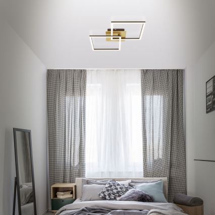 Briloner 3210-017 - LED regulowane oświetlenie sufitowe FRAME 2xLED/11W/230V złote