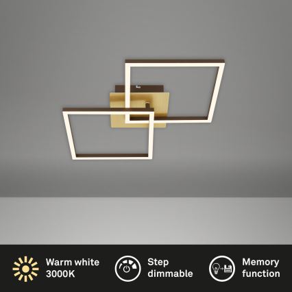 Briloner 3210-017 - LED regulowane oświetlenie sufitowe FRAME 2xLED/11W/230V złote
