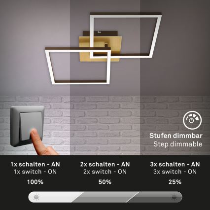 Briloner 3210-017 - LED regulowane oświetlenie sufitowe FRAME 2xLED/11W/230V złote