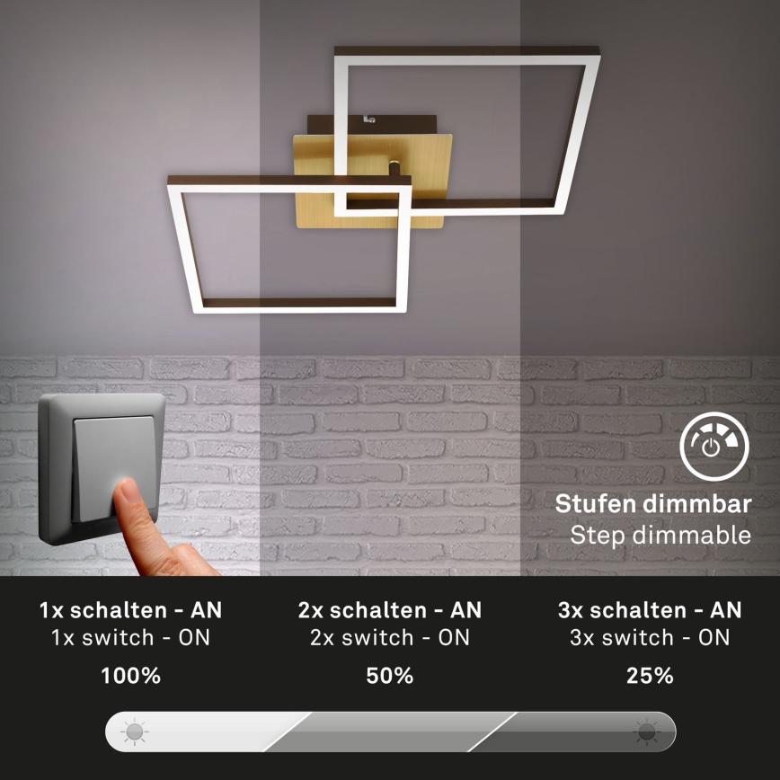 Briloner 3210-017 - LED regulowane oświetlenie sufitowe FRAME 2xLED/11W/230V złote
