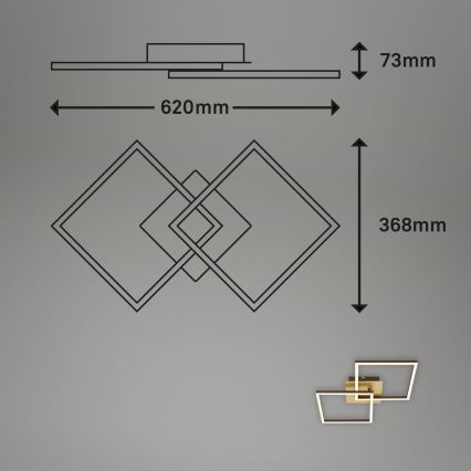 Briloner 3210-017 - LED regulowane oświetlenie sufitowe FRAME 2xLED/11W/230V złote