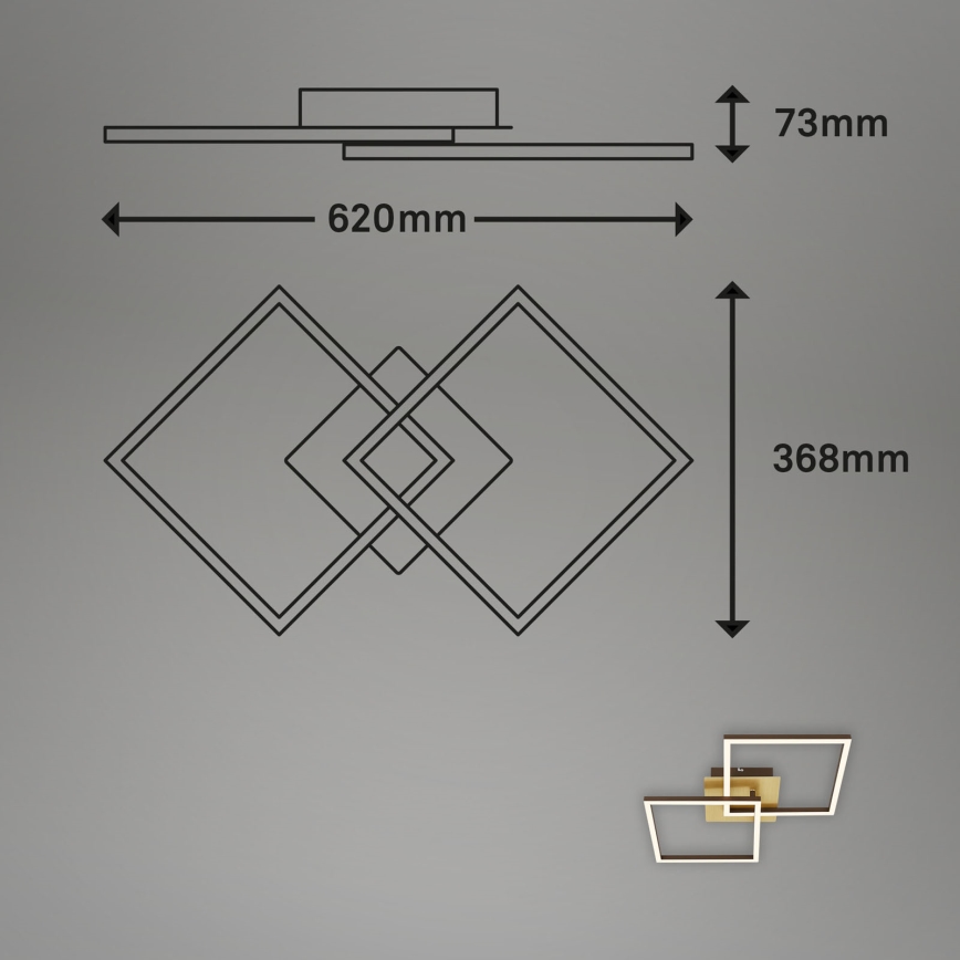 Briloner 3210-017 - LED regulowane oświetlenie sufitowe FRAME 2xLED/11W/230V złote