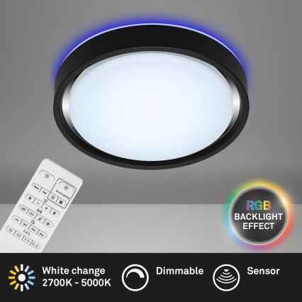 Briloner 3227-015 - LED RGB ściemnialna lampa sufitowa z czujnikiem TALENA LED/24W/230V czarna + pilot do zdalnego sterowania