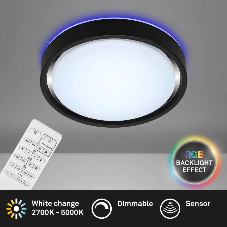 Briloner 3227-015 - LED RGB ściemnialna lampa sufitowa z czujnikiem TALENA LED/24W/230V czarna + pilot do zdalnego sterowania