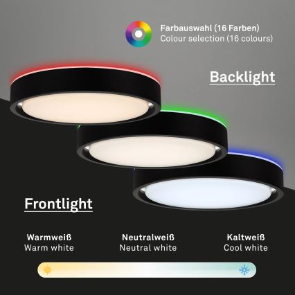 Briloner 3227-015 - LED RGB ściemnialna lampa sufitowa z czujnikiem TALENA LED/24W/230V czarna + pilot do zdalnego sterowania